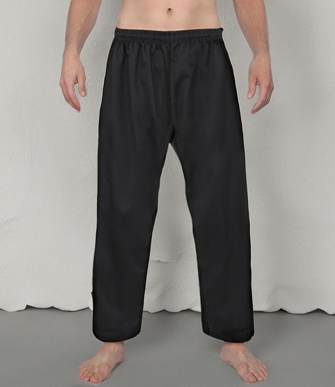FitsT4 Sports Karate Pants 8oz Middleweight Elastic Waist Martial Arts Pants Perfect for Training