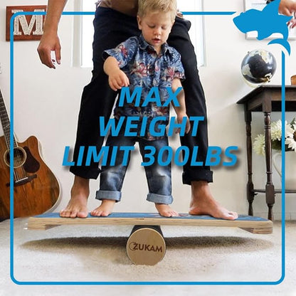 Balance Board Trainer, Wooden Balancing Board with Workout Guide to Exercise and Build Core
