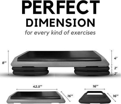 Yes4All Adjustable Workout Aerobic Exercise Step Platform Health Club Size with 4 Adjustable Risers
