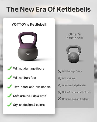 YOTTOY Soft Kettlebell, Set for Strength Training Kettlebells & Home Workouts, Soft-Sided Cushioned