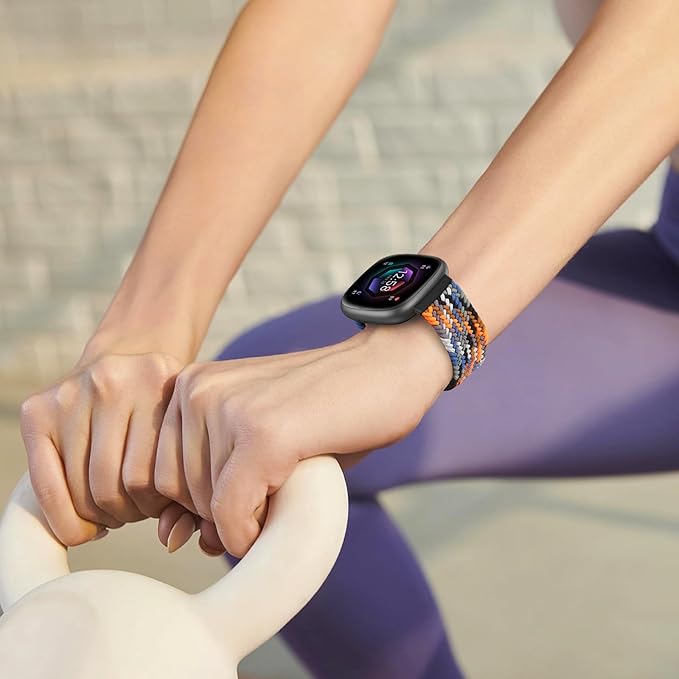 Fintie Magnetic Braided Stretchy Band Compatible with Fitbit Versa 4 3 / Sense 2 1, Soft Woven