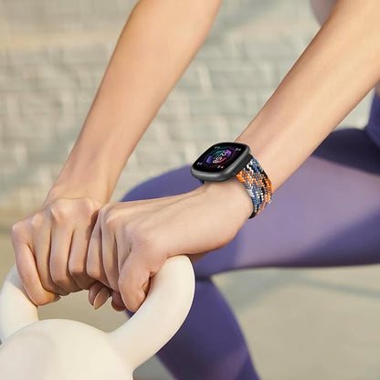 Fintie Magnetic Braided Stretchy Band Compatible with Fitbit Versa 4 3 / Sense 2 1, Soft Woven