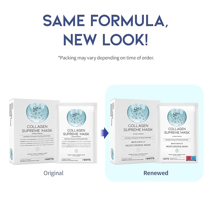 #OOTD Collagen Hydrating Sheet Masks for Face Korean Anti Aging Mask Sheet for Dry Skin & Sensitive