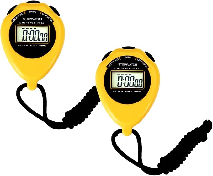 Stopwatch Sport Timer, 2 Pack Large Display Digital Stopwatch Timer with Date Time, No Alarm Silent