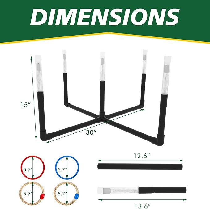 OUTTOY Outdoor Yard Games for Adult and Family, Led Ring Toss Games for Kids， Glow in The Dark