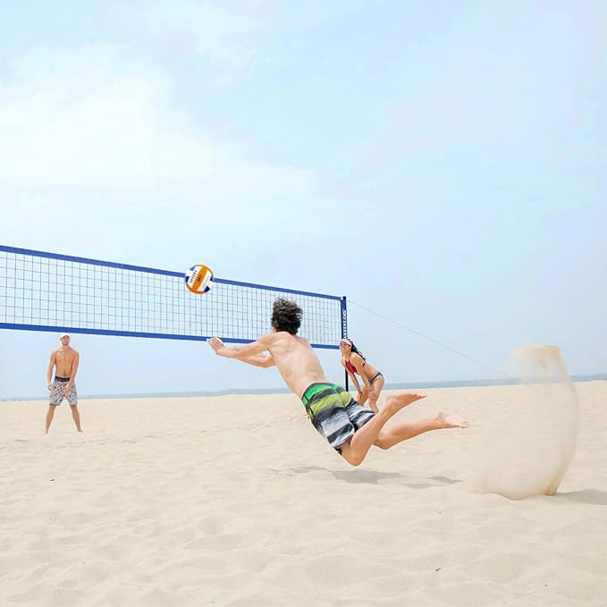 Outdoor Heavy Duty Volleyball Net Set, Anti-Sag Design, Adjustable Aluminum Poles, Portable