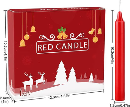 Set of 20 Red Candles ?“Spell Chime Candles for Christmas,Household, Wedding, Rituals, Prayer