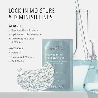 HydroPeptide PolyPeptide Collagel Eye Masks, Line-Lifting Hydrogel Under Eye Patch, Firmer