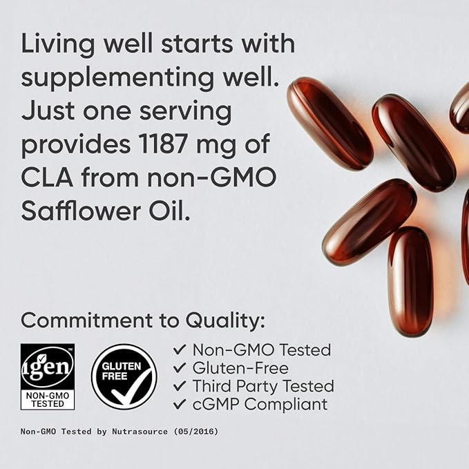 Sports Research CLA - 1250mg with Active Conjugated Linoleic Acid for Men and Women | Non-GMO, Soy