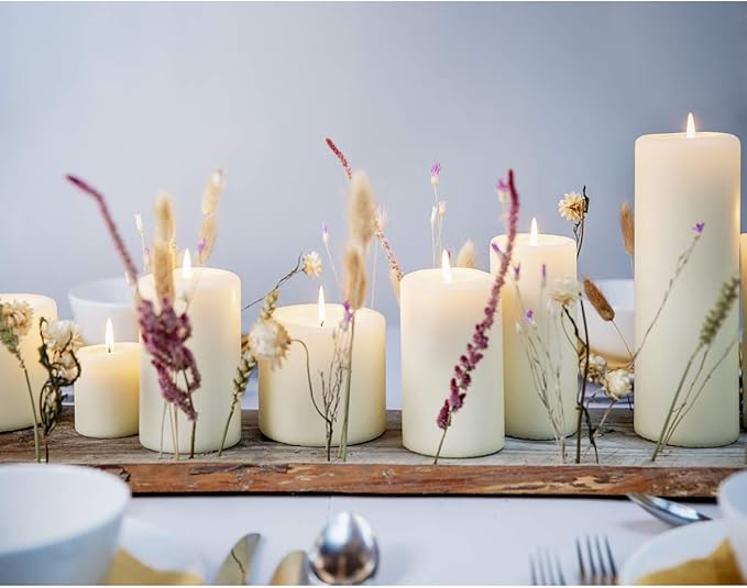 BOLSIUS 6 Ivory Pillar Candles Bulk - 3x3 Inches Candle Set - 25+ Hours Clean Burning - No Palm Oil