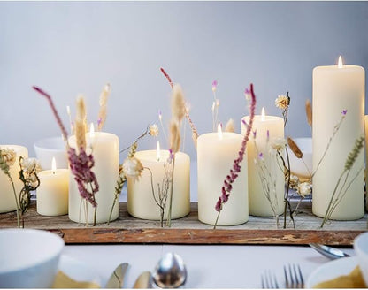 BOLSIUS 6 Ivory Pillar Candles Bulk - 3x3 Inches Candle Set - 25+ Hours Clean Burning - No Palm Oil