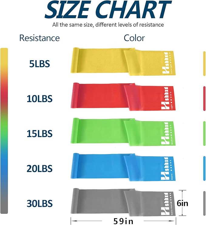 Resistance Bands for Working Out, Physical Therapy Bands, Latex Free Elastic and Exercise Bands Set