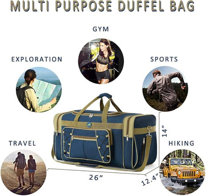 Travel Duffle Bags for Men 26" Weekender Over Night Carry On Bag Lightweight Extra Large Oxford