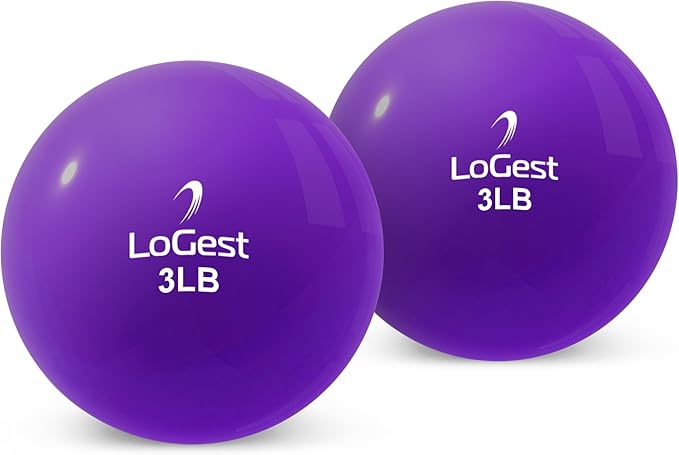 Logest Weighted Toning Exercise Balls Pair - Round Shape Medicine Ball - 1LB 2LB 3LB 4LB 5LB 6LB