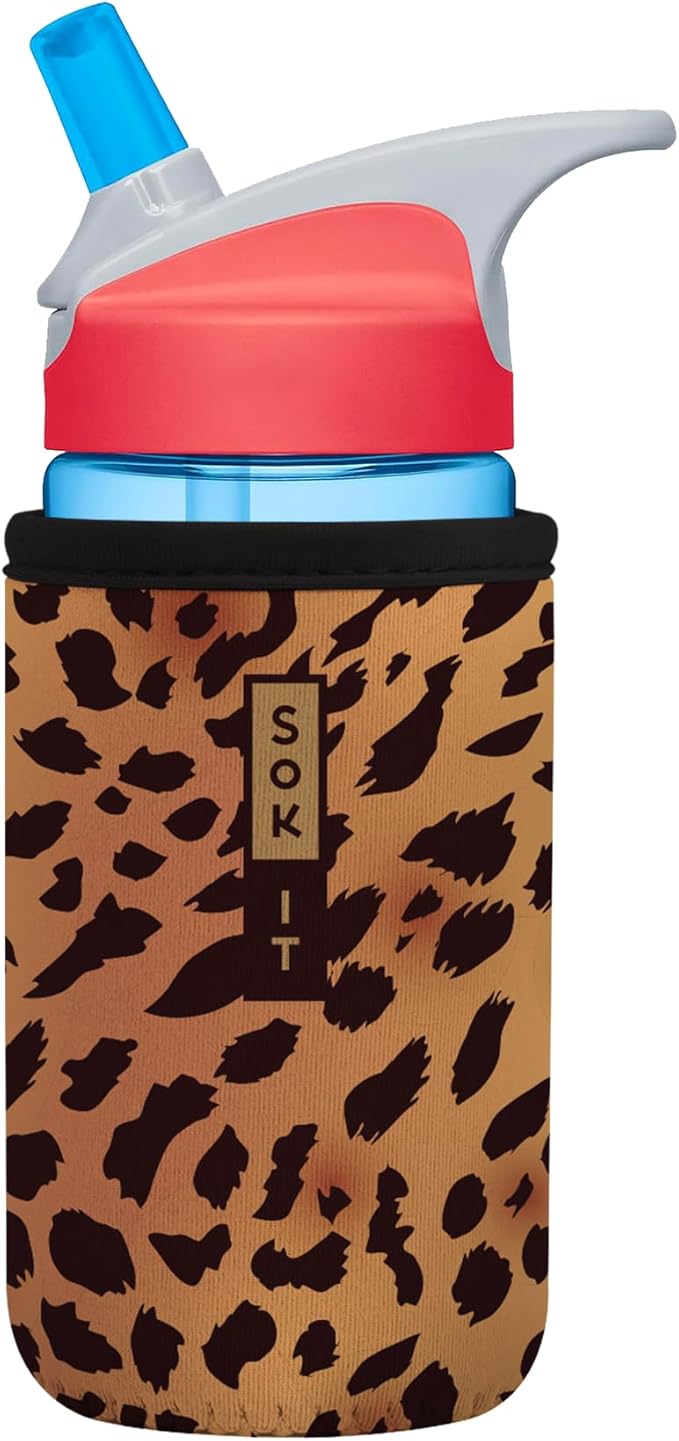 Sok It BotlSok Water Bottle Sleeve Insulated Neoprene Cover (Classic Leopard, Fits 12oz CamelBak or