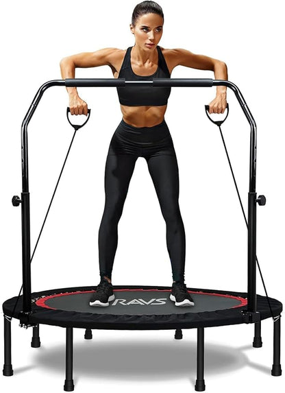 RAVS Mini Trampoline for Kids Adults 40"/48" Foldable Fitness Rebounder Kids Trampoline with 5