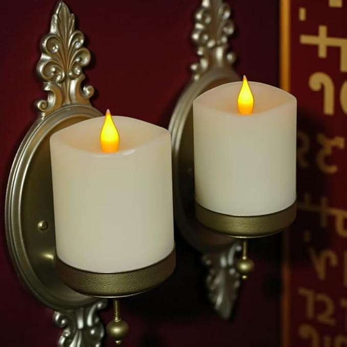 3x3 Flickering Flameless Candles Set of 2,3 inch Real Wax LED 600 Hours Battery Candles with Timer