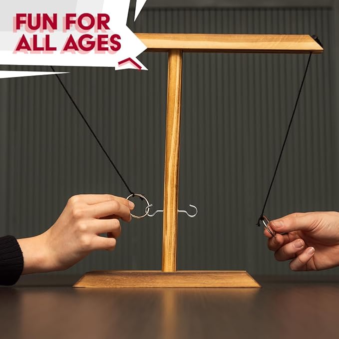 Premium Wooden Swing Ring Hook Game Set with Shot Glasses – Indoor/Outdoor Fun for Adults, Kids