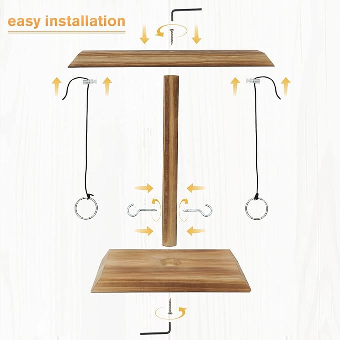 Ring Toss Games for Adults, Fun Hook and Ring Game, Home, Bar and Party Handmade Wooden Interactive