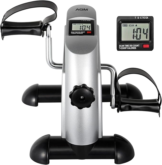 Mini Exercise Bike, AGM Under Desk Bike Pedal Exerciser Foot Cycle Arm & Leg Pedal Exerciser with