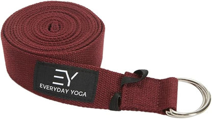Everyday Yoga Super Strong Strap with Metal D-ring Buckle - Improve Flexibility, Stretching, and