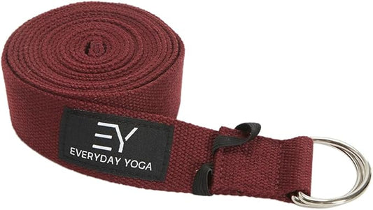 Everyday Yoga Super Strong Strap with Metal D-ring Buckle - Improve Flexibility, Stretching, and