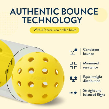 Aviana Outdoor Pickleball Balls - USAPA Approved for Tournament Play | Durable 40-Hole Design |