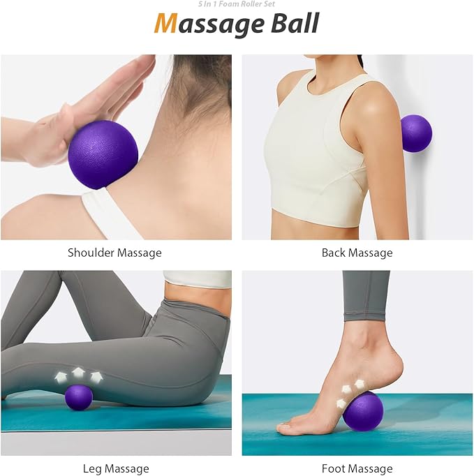 5 in 1 Foam Roller Set for Deep Tissue Muscle Massage, High Density Trigger Point Fitness Patented