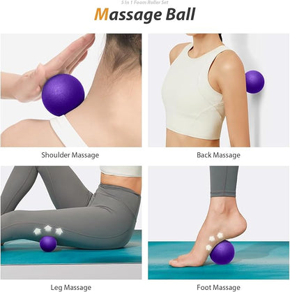 5 in 1 Foam Roller Set for Deep Tissue Muscle Massage, High Density Trigger Point Fitness Patented