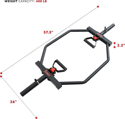 Sunny Health & Fitness Strength Training Olympic Hex Bar Barbell, High Load Capacity, Swivel