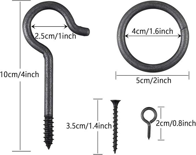 2 Set Hook and Ring Toss Game Hardware Set,Include Nylon String,Mounting Screws,Ring and Iron Hook