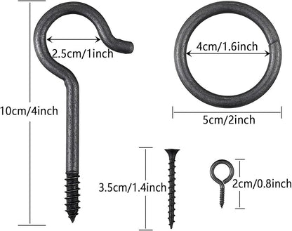 2 Set Hook and Ring Toss Game Hardware Set,Include Nylon String,Mounting Screws,Ring and Iron Hook