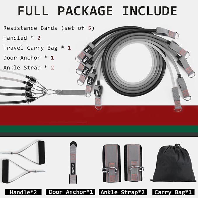 Resistance Bands with Handles, Single Resistance Bands, Exercise Bands with Handles, for Resistance