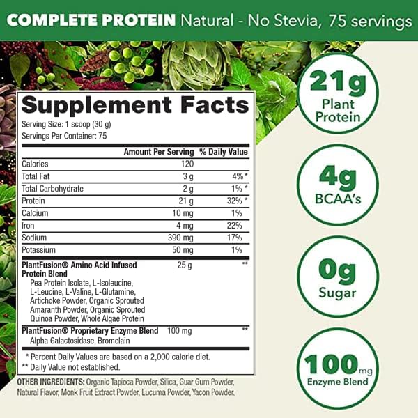 PlantFusion Complete Vegan Protein Powder - Plant Based Protein Powder with BCAAs, Digestive