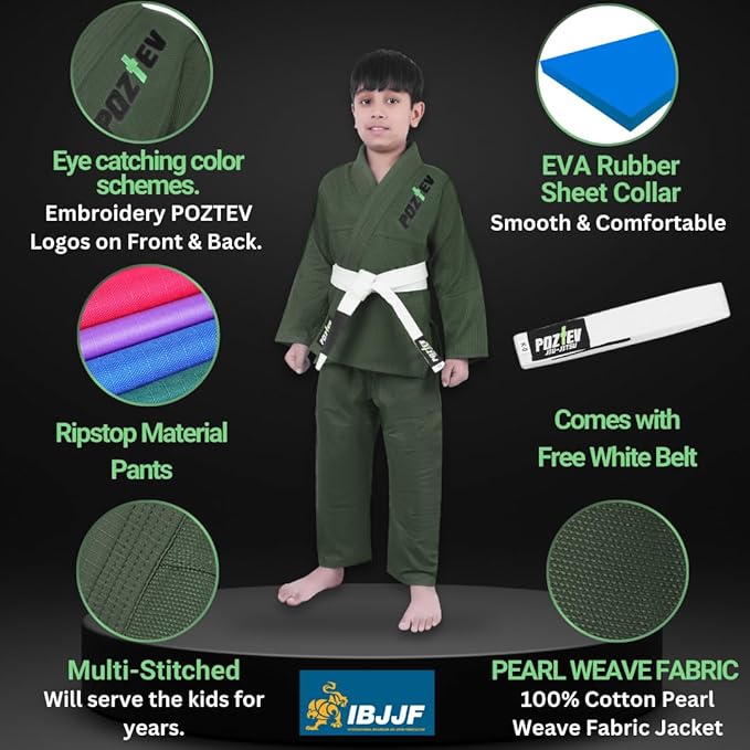 Kids Brazilian Jiu Jitsu Gi For Kids BJJ Gi Youth Grappling Kimonos Preshrunk Lightweight Martial