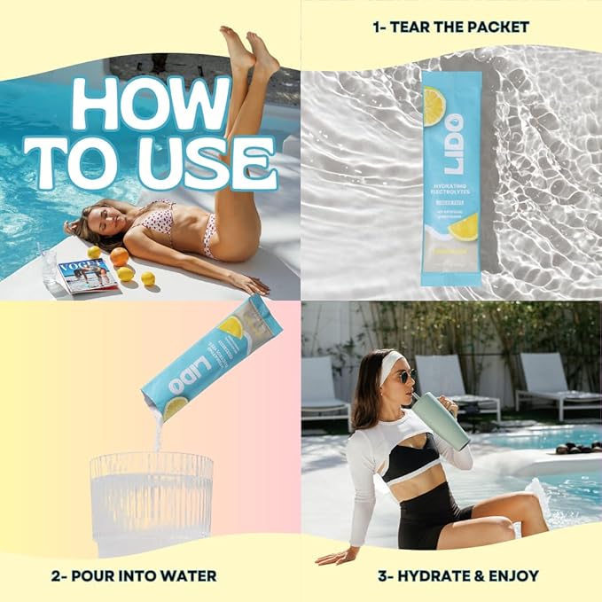 LIDO Lemonade Electrolyte Powder Packets — Clean, Zero-Sugar Hydration Drink Mix with Balanced
