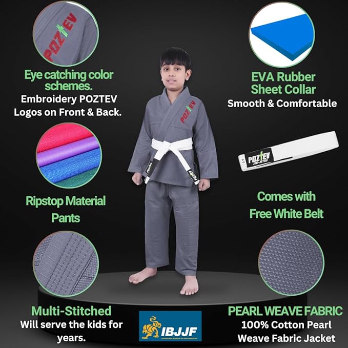 Kids Brazilian Jiu Jitsu Gi For Kids BJJ Gi Youth Grappling Kimonos Preshrunk Lightweight Martial