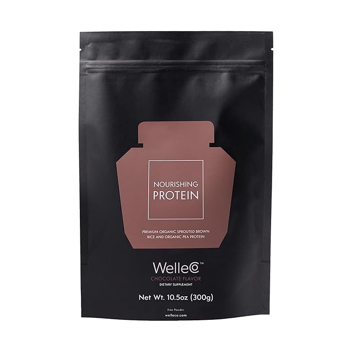 WelleCo, Nourishing Protein, Premium Organic Sprouted Brown Rice & Pea Protein, Chocolate Flavour