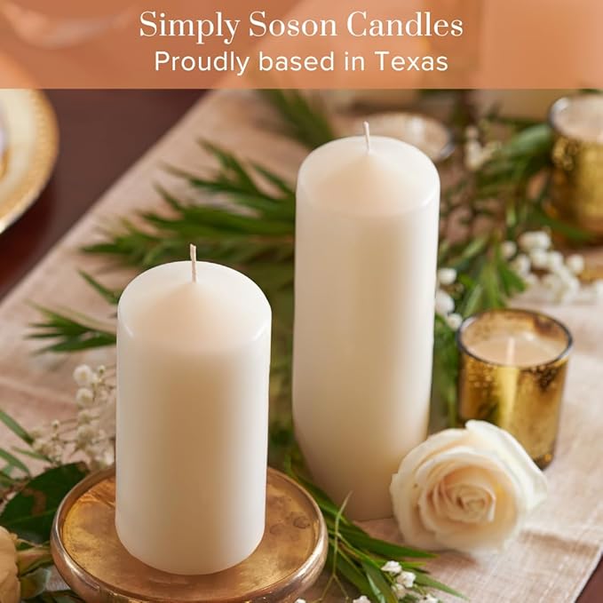 Simply Soson 2.5x6 inch Ivory Pillar Candles - Set of 6 Tall Emergency Candles