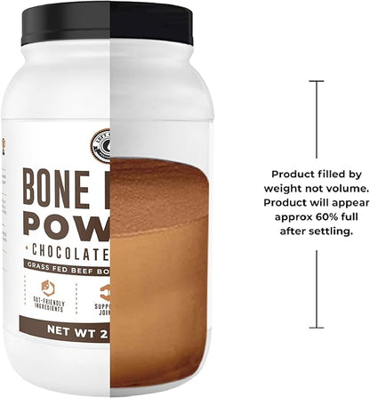 Bone Broth Protein Powder, Chocolate, Grass Fed 2lbs, 42 servings 16g protein, 13g Collagen. Low