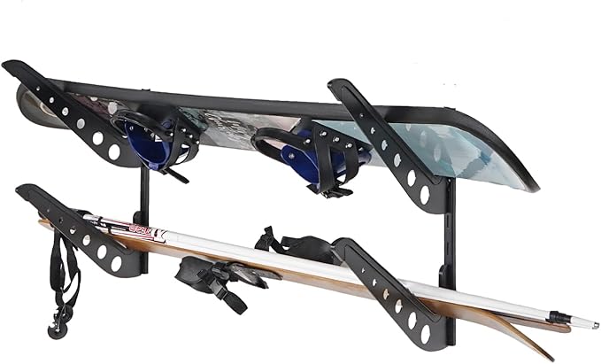 2 Board Snowboard Wall Racks, Adjustable Storage Rack for Ski, Surfboard, Wakeboard, Snowboard Wall