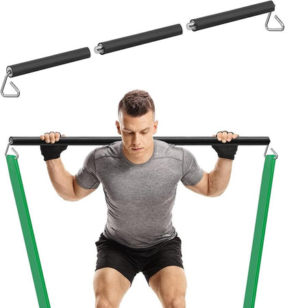 Resistance Band Bar, 26.4in or 39.4in, Workout Bar for Fitness, Portable Weightlifting Training