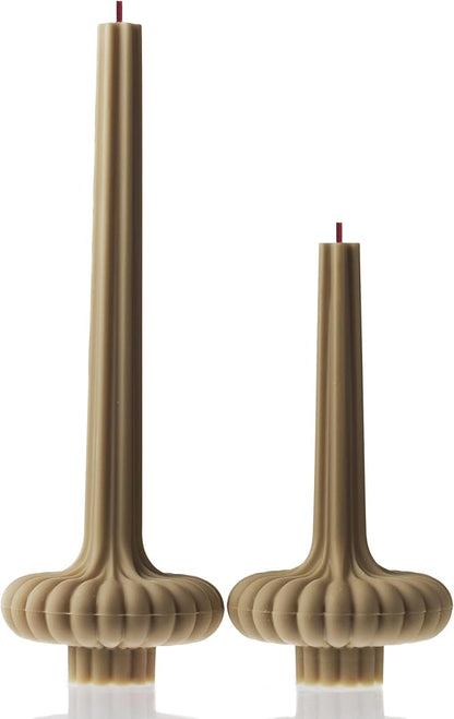 LAWA Set of 2 Pumpkin Base Candle - Beautiful Handmade Pillar Unscented Soy Wax Elegant Aesthetic