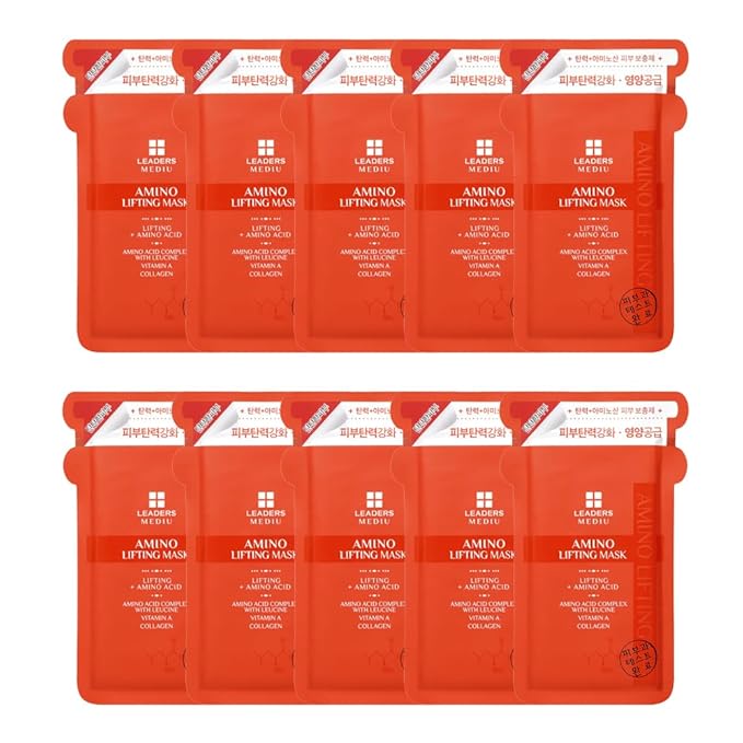 Leaders Mediu Amino Firming & Lifting Facial Sheet Mask | Amino Acid Complex, Vitamin A, Collagen |