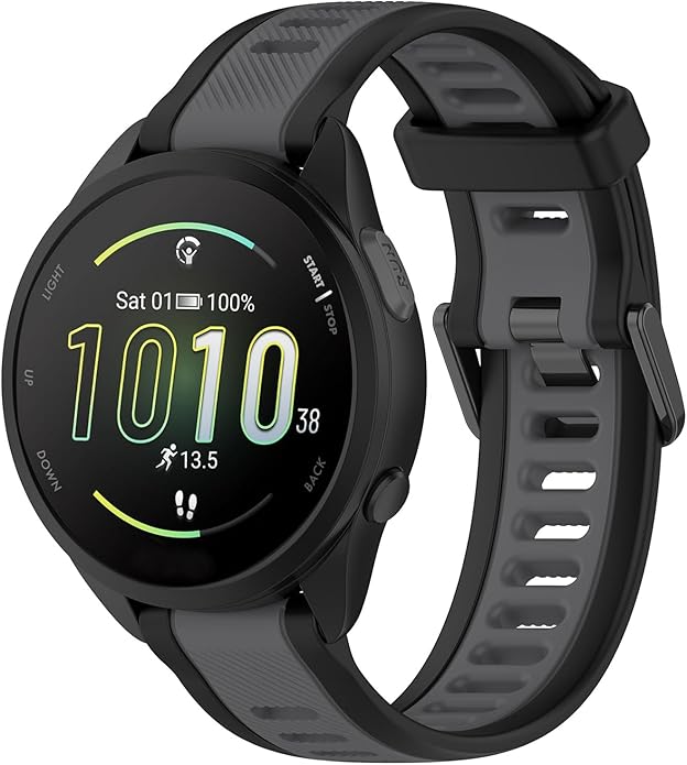 Compatible with Garmin Forerunner 165 Watch Band, 20mm Width Silicone Replacement Bands for Garmin
