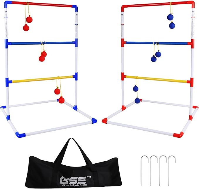 GSE Games & Sports Expert Premium Plastic Ladder Ball Toss Game Set with 6 Bolas & Carrying Bag