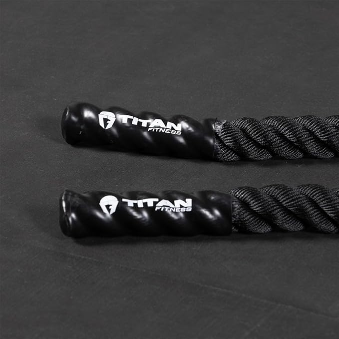Titan Fitness Battle Rope 50ft x 2in, Poly Dacron Heavy Rope for Home Gym Conditioning Workouts