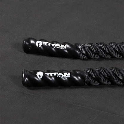 Titan Fitness Battle Rope 50ft x 2in, Poly Dacron Heavy Rope for Home Gym Conditioning Workouts