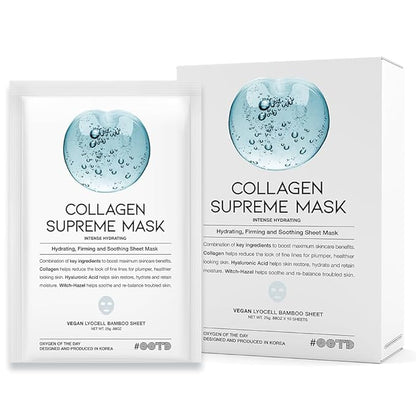 #OOTD Collagen Hydrating Sheet Masks for Face Korean Anti Aging Mask Sheet for Dry Skin & Sensitive
