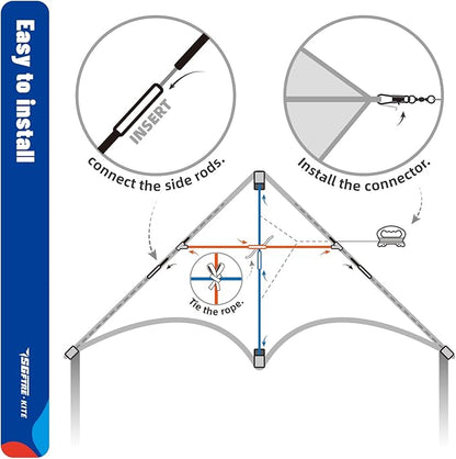 Delta Kite Set for Kids and Adults，Extremely Easy to Launch for Beginners, Perfect for Beaches and